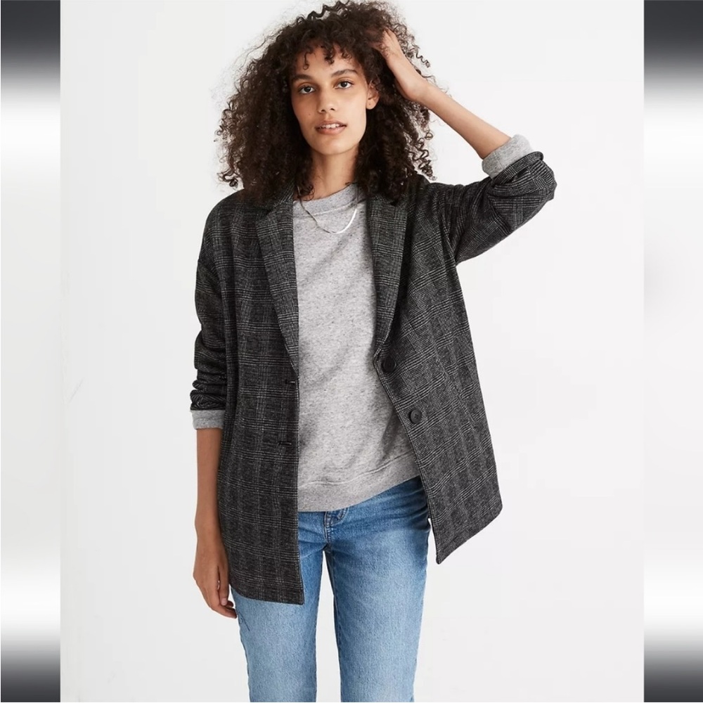 Madewell Glen Plaid Oversize Knit Blazer Size M - Picture 1 of 15